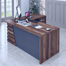 ATLAS 79″ Modern Home & Office Furniture Desk Brown & Black – Casa Mare